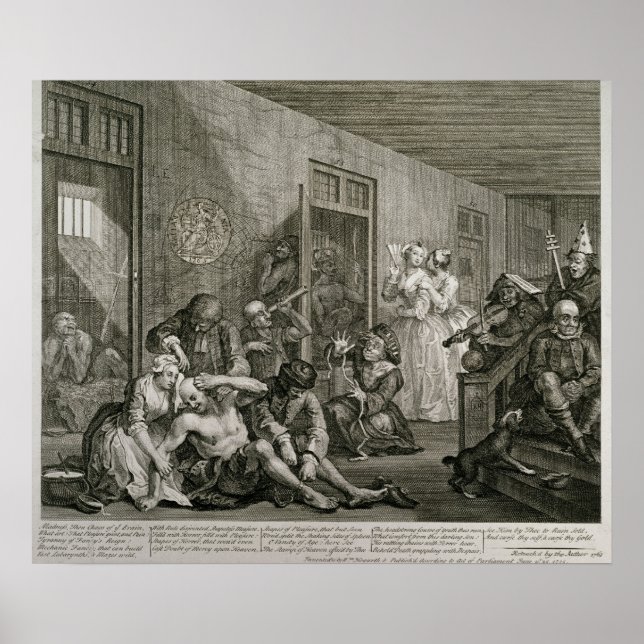 Poster Placa VIII do Progresso de Um Rake, 1735 (Frente)