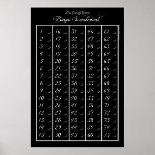 Pôster Placar 75 do Bingo - jogos da gravidade zero