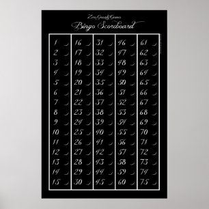 Poster Placar 75 do Bingo - jogos da gravidade zero