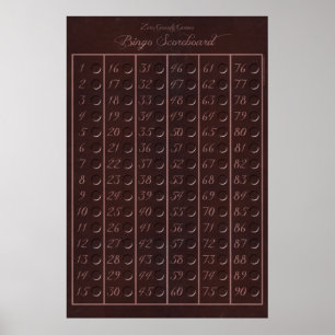 Pôster Placar 90 do Bingo - jogos da gravidade zero