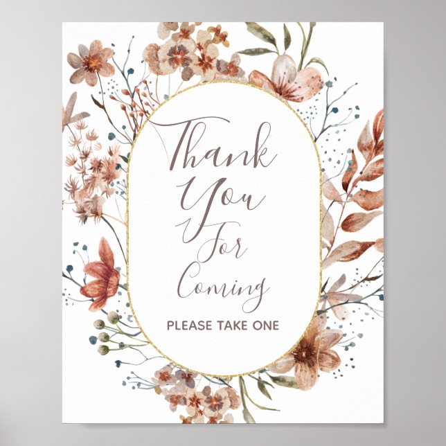 Poster Placas de Agradecimento de Presença para Flores Si (Frente)