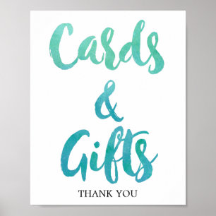 Pôster Placas de Aquarela Caligrafia para Presentes e Car