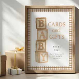 Poster Placas de Bebê em Taupe Blocos Cartões e Presentes
