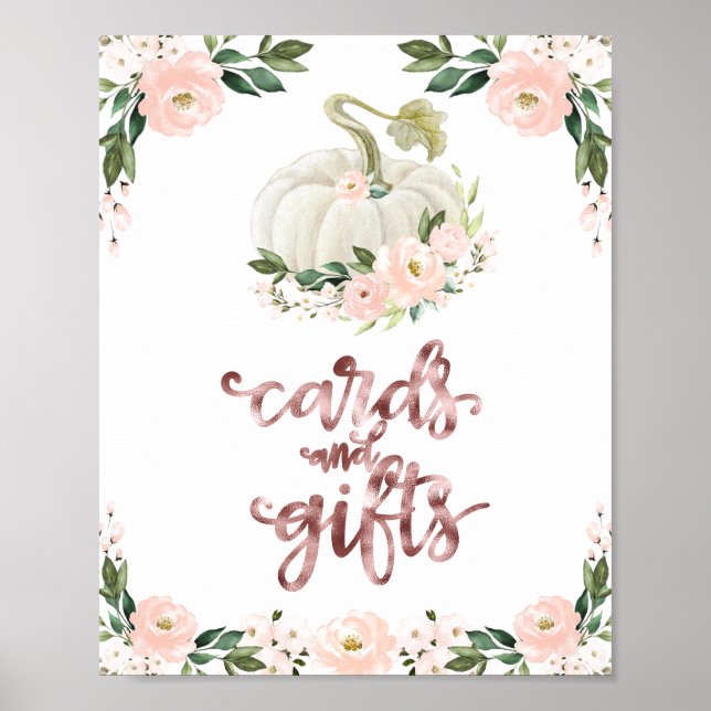 Poster Placas de Bebê Shower de Outono com tema de Cartõe (Frente)
