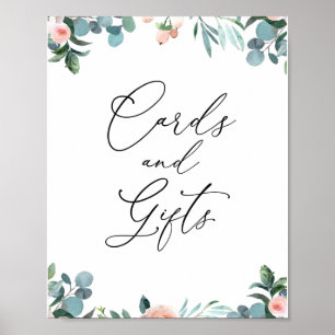 Poster Placas de Blush Florais Hora do Chá Cartões e Pres