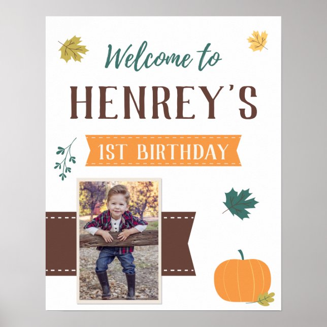 Poster Placas de Boas-Vindas de Aniversário com Abóboras  (Frente)