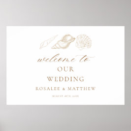 Poster Placas de Boas-Vindas de Casamento com Conchas Dou