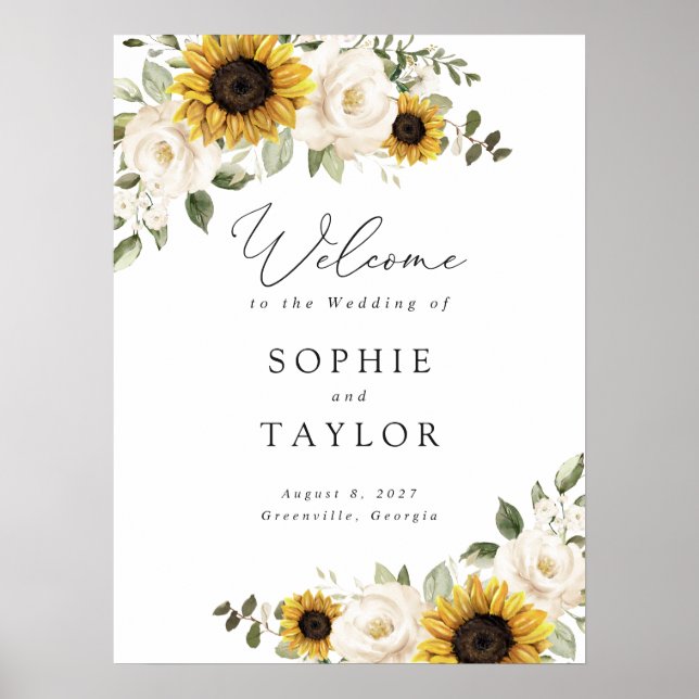 Poster Placas de Boas-Vindas de Casamento Elegantes com G (Frente)