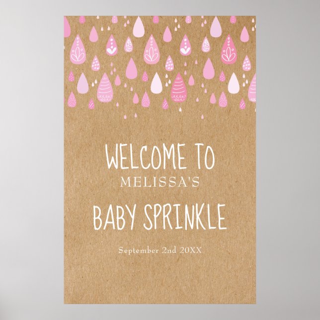 Poster Placas de Boas-Vindas para Chá de Bebê Menina com  (Frente)