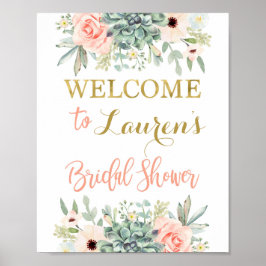 Poster Placas de boas-vindas para chá de noiva com sucule