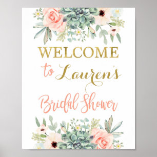 Poster Placas de boas-vindas para chá de noiva com sucule
