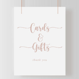 Poster Placas de Caligrafia em Rose Gold para Cartões e P