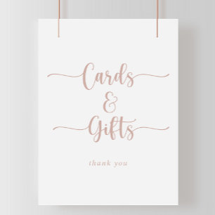 Poster Placas de Caligrafia em Rose Gold para Cartões e P