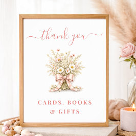Poster Placas de cartões de chá de bebê de flor selvagem