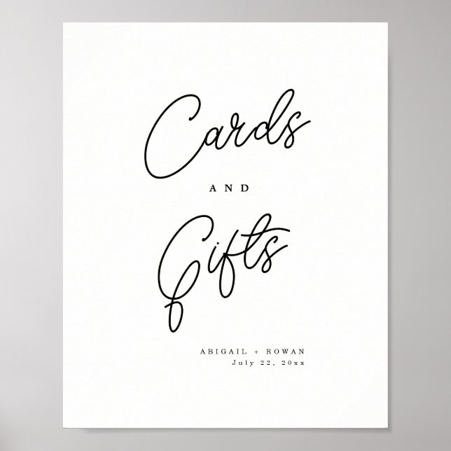 Poster Placas de Cartões e Presentes com Letra Preta e Br (Frente)