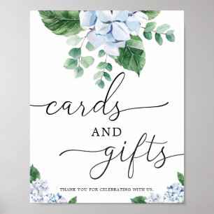 Poster Placas de Cartões e Presentes de Hortênsia Azul