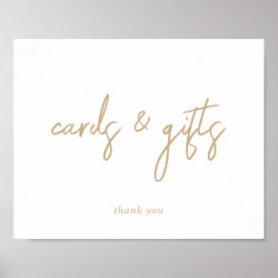 Poster Placas de Cartões e Presentes em Dourado e Branco