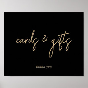 Poster Placas de Cartões e Presentes em Preto e Dourado