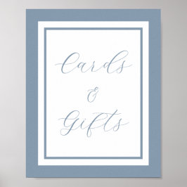 Poster Placas de Cartões e Presentes em Script Azul Poeir