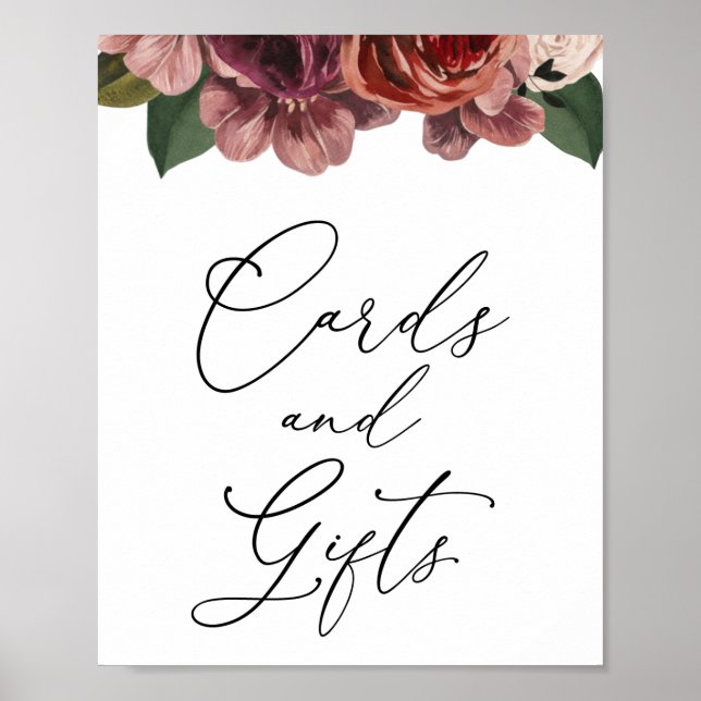Poster Placas de Cartões e Presentes Florais de Borgonha  (Frente)