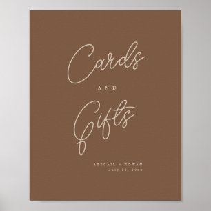 Poster Placas de cartões e presentes minimalistas marrons