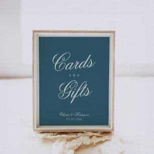 Poster Placas de casamento e presentes azul naval elegant