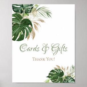 Poster Placas de Casamento Folhas de Palmeira Aquarela Ve