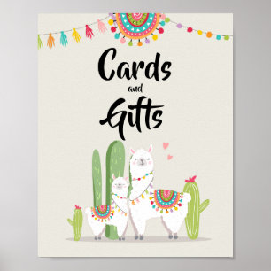 Poster Placas de Festa de Llama para Chá de Bebê com Cart
