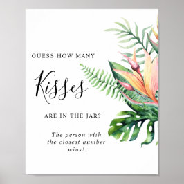 Poster Placas de Flores Tropicais Quantos Beijos