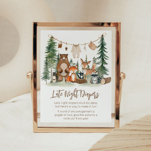 Poster Placas de Fraldas Noturnas de Animais da Floresta