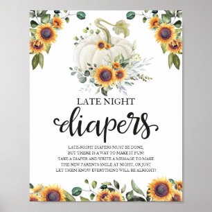 Poster Placas de Jogo de Chá de Bebê para Fraldas Noturna