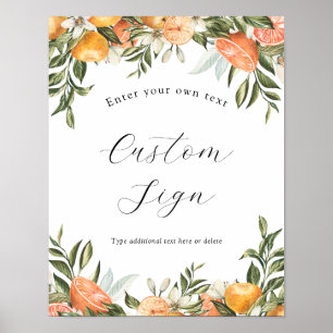 Poster Placas de Laranja Clementina e Verdura com Texto P