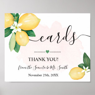 Poster Placas de Lemons Rosa Casamento Recepção Nupcial