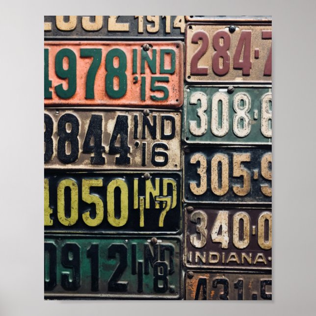 Poster Placas de Licença Vintage (Frente)