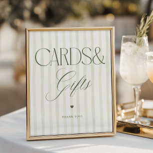 Poster Placas de Listras Verdes Luxo Script Cartões e Pre