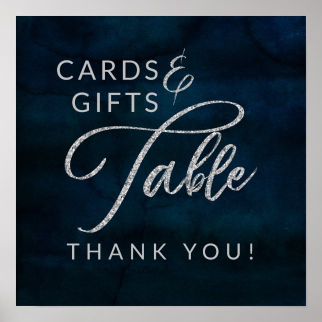 Poster Placas de Mesa Casamento Navy Luster Blue Cards &  (Frente)