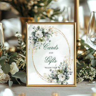 Poster Placas de Mesa Greenery Botanical Gold Cards And G