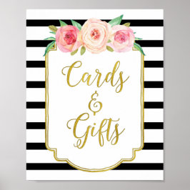 Poster Placas de Presentes de Cartões Florais em Aquarela