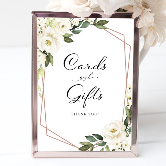 Poster Placas De Presentes E Cartões Florais Brancos De V (Criador carregado)
