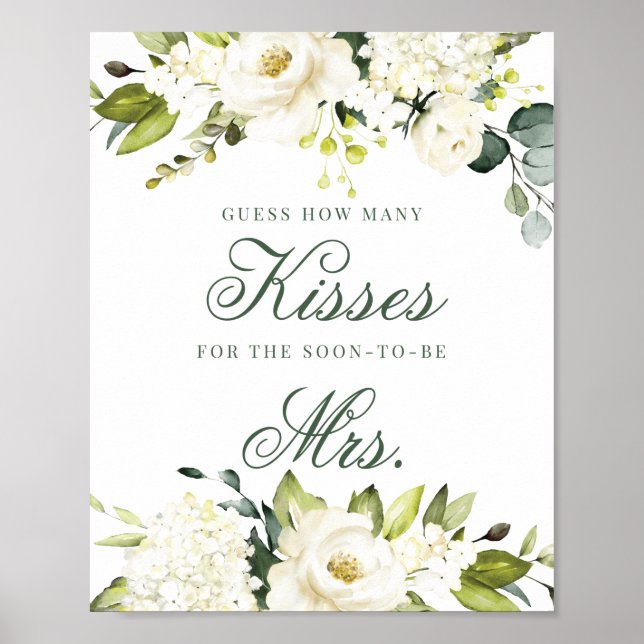 Poster Placas de Quantos Beijos Rosas Brancas (Frente)