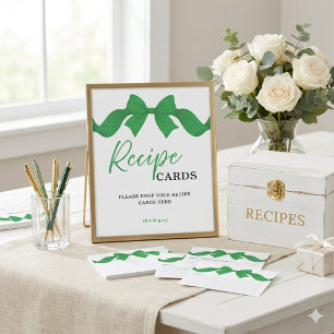 Poster Placas de Receita de Laço Verde Elegante para Chá