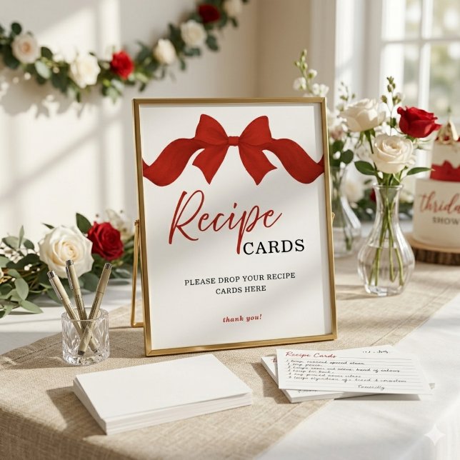 Poster Placas de Receita de Laço Vermelho Simples para Ch (Criador carregado)