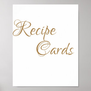 Poster Placas de Receitas de Caligrafia Dourada para Chá