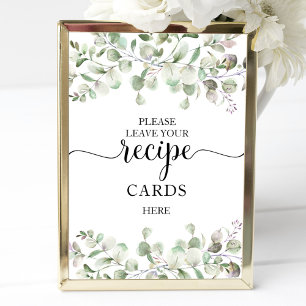 Poster Placas de Receitas de Chuveiro de Noiva com Folhag