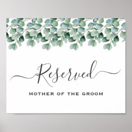 Poster Placas de reserva de casamento com folhagem de euc