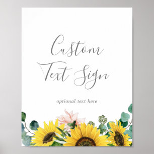 Poster Placas de Texto Personalizado Rustic Sunflower Car