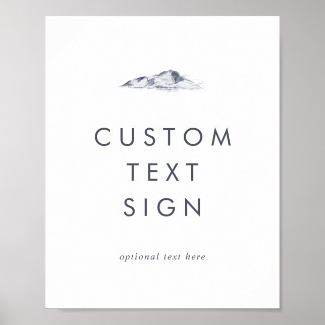 Poster Placas de Texto Personalizado Simple Mountain Card (Frente)
