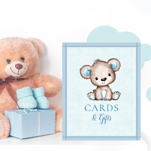 Poster Placas e presentes Chá de fraldas de Urso Marrom