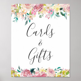 Poster Placas Florais Chic com Aquarela e Pastel para Car