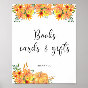 Poster Placas florais de abóbora de aquarelas e presentes